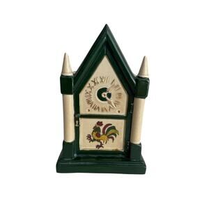Vintage Metlox Poppytrail Vernon Ceramic Clock Chicken Scene Wall Pocket